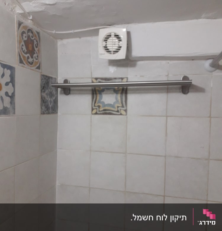 מאוורר חשמלי מותקן על קיר בחדר אמבטיה